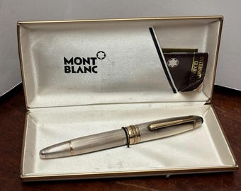 Vintage Mont Blanc Solitaire LeGrand Sterling Silver Pen with Box and Papers
