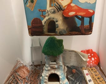 1980s Original Smurfs Windmill Playset with Box