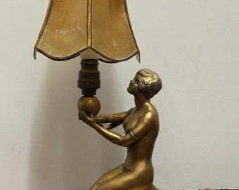 1930s Signed Original Art Noveau Bradley and Hubbard Figural Lamp