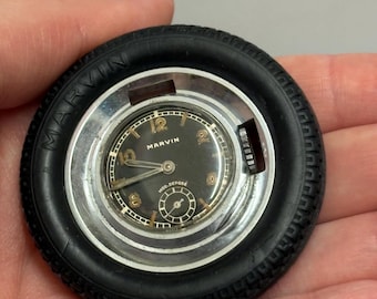 Vintage 1960s Marvins Tire Working Fob Watch