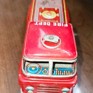 1950s Japanese Tin Fire truck for PARTS. image 3