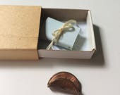 Trees / tiny original handmade artist book in decorative matchbox / tree poetry / five watercolor + ink tree illustrations