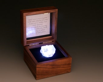 Crystal Souls Box "ThoughtBox" - 30+ Caret Brightly Lit Brazilian Amethyst Point and a Life Affirming Inscription in a Solid Wood Box