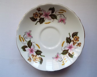 Vintage Windermere Saucer By Crown Staffordshire. Vintage Saucer With Pink Clematis . Pink Tea Set Saucer or Replacement For a Tea Party