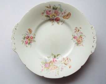 Vintage Coalport Sandwich Plate Or Large Cake Plate With Pink Roses And Flowers. Pretty 1950 Pink Coalport Junetime Plate or Serving Platter