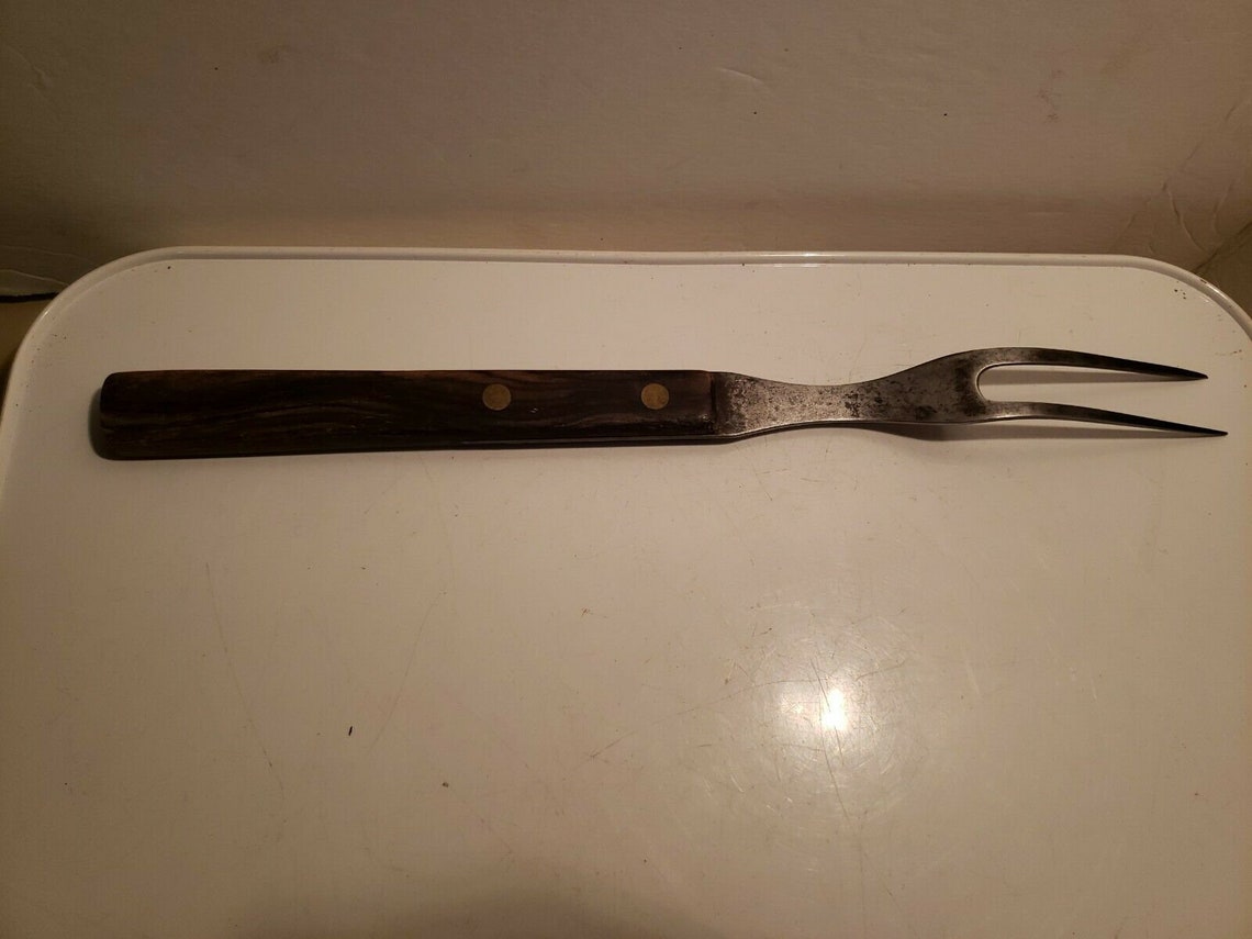 Vintage 2Prong Serving Fork W/Wooden Handle 13 Length Etsy