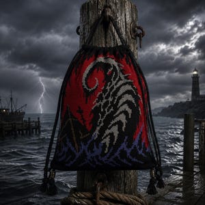 Virkad ryggsäck med Bloodtide Devourer-mönster | Gothic Fantasy SC Graph (PDF-nedladdning)