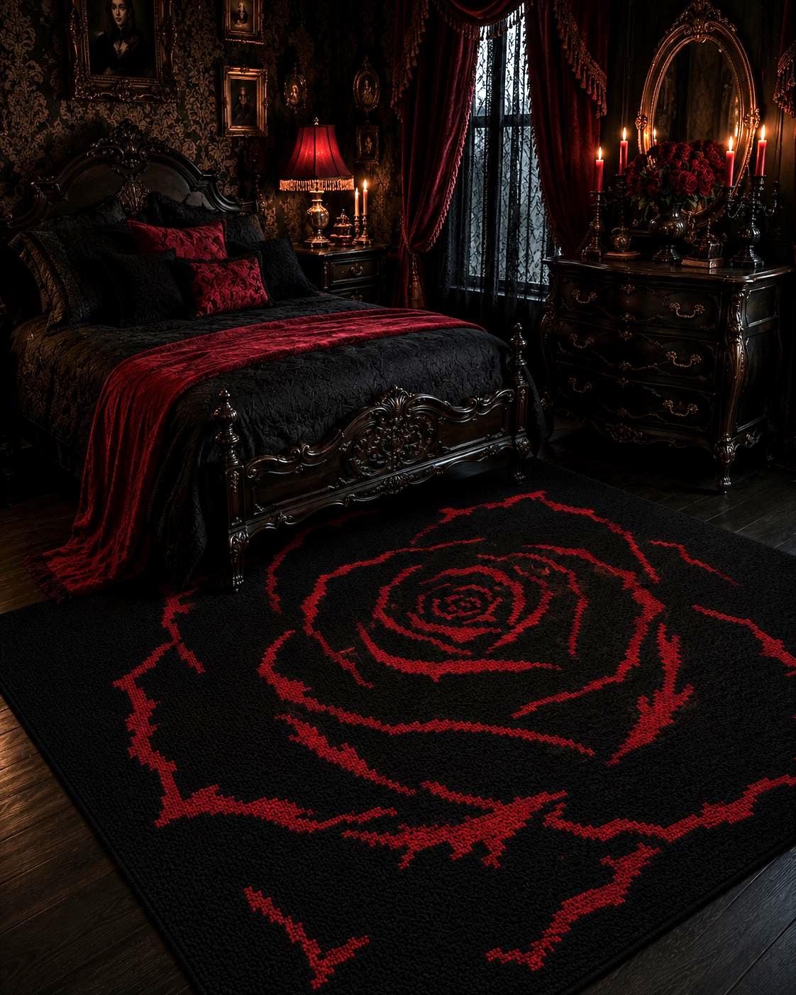 14 Crochet Tapestry Charts with Sea Turtles, Ghosts, and Wall Hangings 14 Ember Rose Crochet Rug Pattern Gothic Flower Graphghan