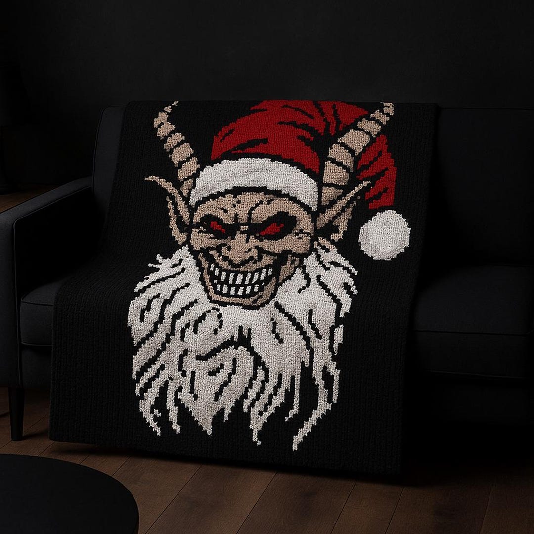 Krampus Crochet Blanket Pattern | Horror Christmas Graphghan | Gothic ...