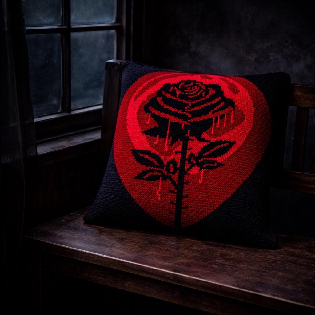 Blood Rose Gothic Pillow Pattern