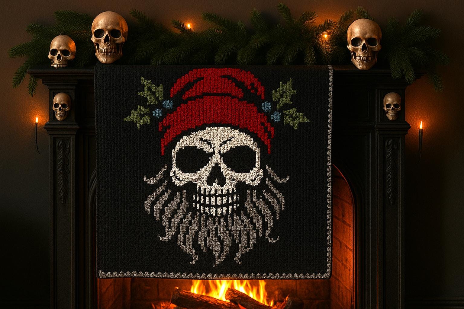 Creepmas Santa Skull Crochet Pattern – Creepy Festive Blanket Pattern