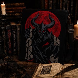 Patrón de bolso bandolera de ganchillo Bloodmoon Harbinger, bolso cruzado de fantasía oscura