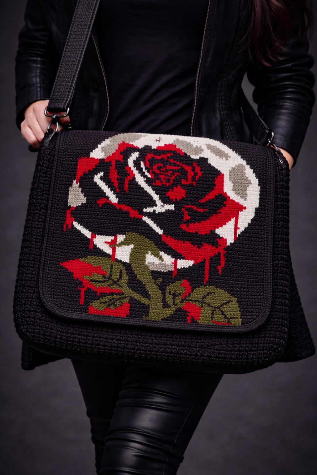 26 Messenger Bag Crochet Patterns for Stylish Crossbody Makes 19 Gothic Blood Rose Crochet Pattern Horror Messenger Bag