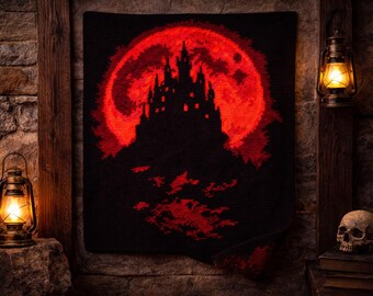 Gothic Vampire Castle Crochet Blanket Pattern | Original Blanket Chart