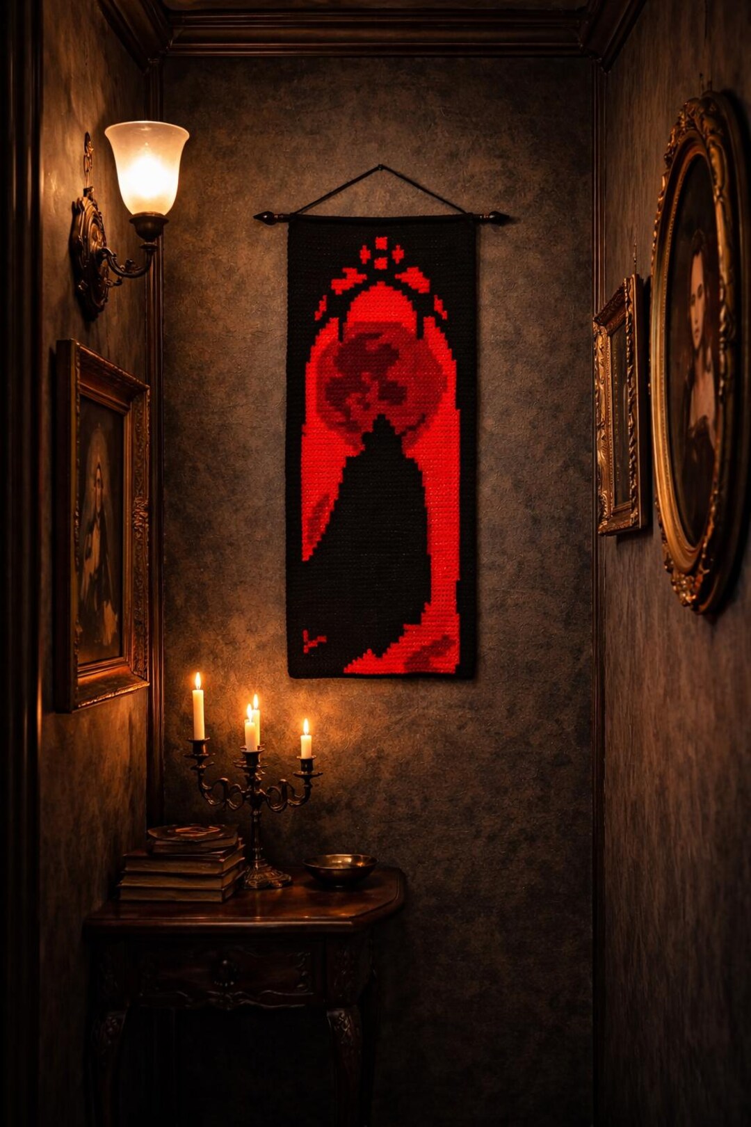 Vampire Window Design Original Gothic Crochet Wall Hanging Pattern – Gothic Vampire Window ...