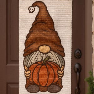 Halloween Gnome Crochet Pattern: Pumpkin & Skull Wall Hanging (PDF Pattern)