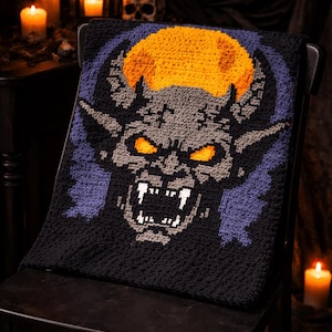 Blanket Square Crochet Pattern | Evil Gargoyle Gothic Chart | Horror Graphgahn