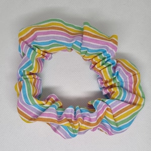 Rainbow striped 100% Cotton Scrunchies