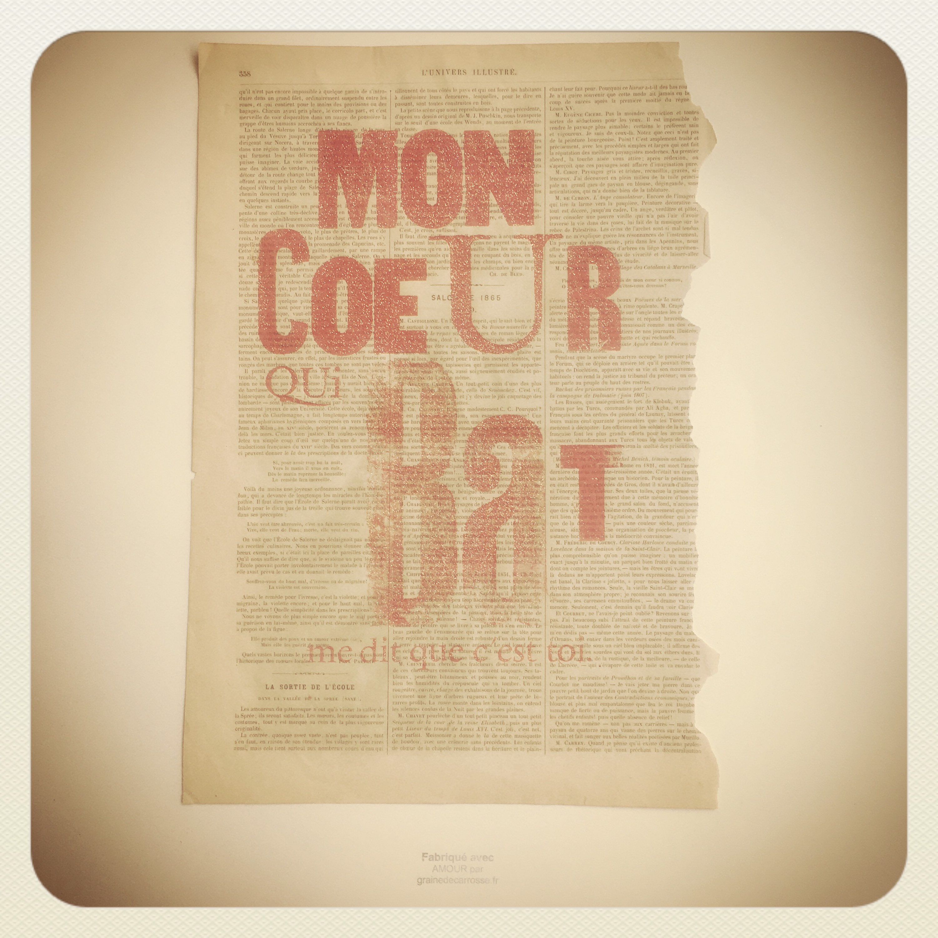 Poster Impression Typographique Mon Cœur Qui Bat Me Dit Que C'est Toi