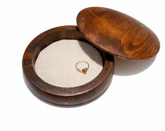 Joyero redondo de madera de 5 x 1,5 pulgadas / Joyero de madera natural / Almacenamiento minimalista para anillos y pequeños recuerdos