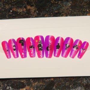 Pink Purple Coffin Press On Nails