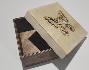 Butterfly Wooden Trinket Box | Laser Cut Butterfly Lid Jewelry Storage Box | Small Keepsake Box Gift