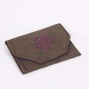 Cartera marrón, cartera unisex, cartera rosa con broche, cartera de tela