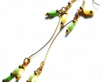 Gold and Green Handmade Statement Earrings - Theia Earrings