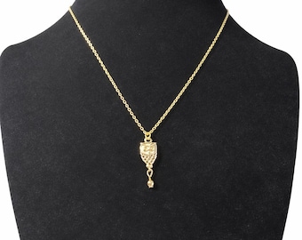 Gold Owl Necklace | Owl Charm Pendant Necklace 19 Inch | Minimal Nature Jewelry Gift