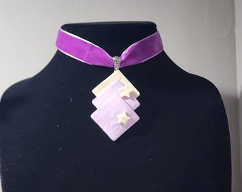 Purple Velvet Choker | Pastel Star Square Pendant Necklace