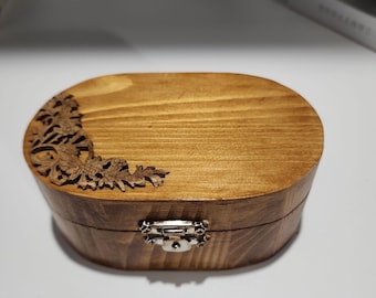 Naturholz Oval Trinket Box | Kleine Holzschatulle zur Aufbewahrung von Schmuck | 5 x 5 cm handgemachte Erinnerungsbox
