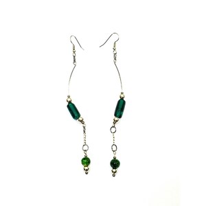 Silver and Emerald Green Earrings - Alusi Ala Earrings by Mystic Trinket Shop