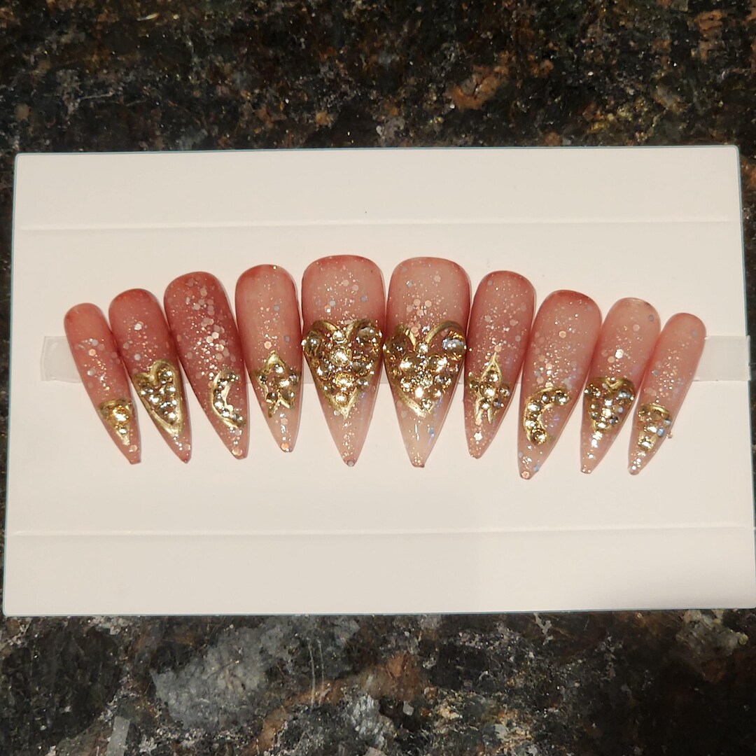 Brown to Beige Color Changing Stiletto Press on Manicure – Large - Etsy
