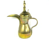 15 quot Vintage Brass Dallah, Middle Eastern Coffee Pot, Brass Coffee Pot, Islamic Coffee Pot, Arabic Coffee Pot, Bohemian Decor, Boho Chic Gift