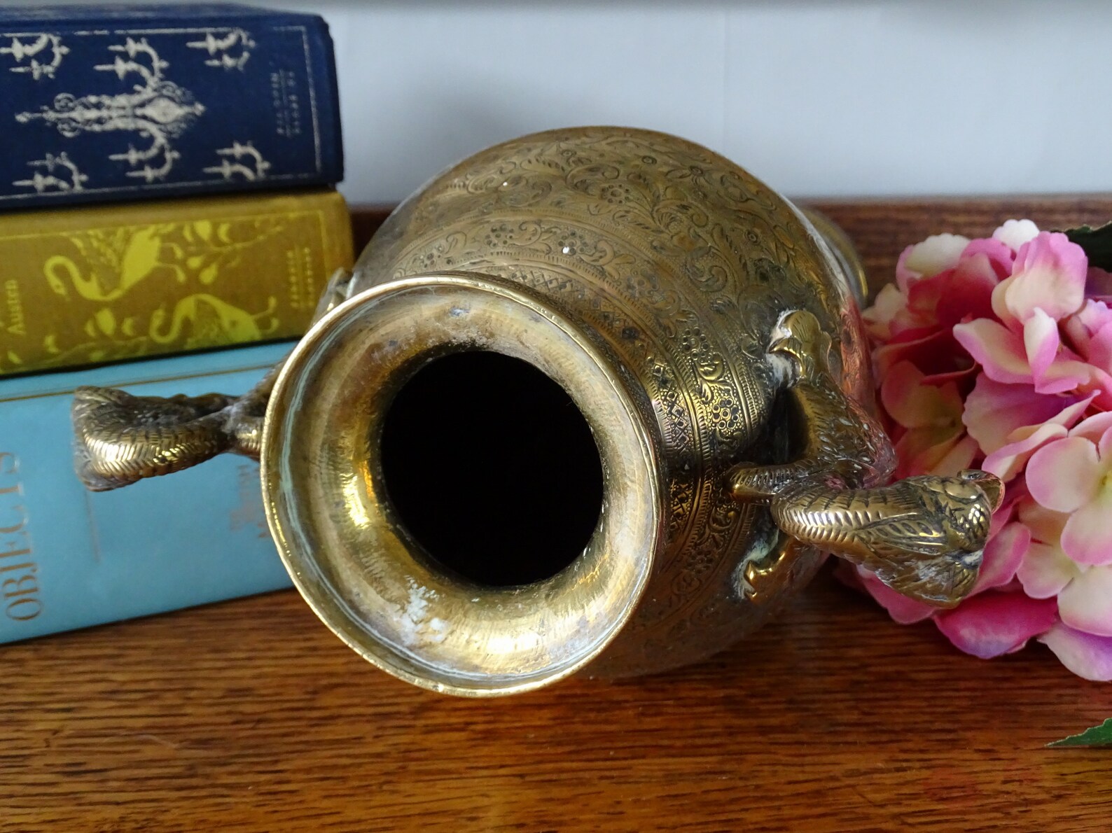 11 Tall Antique Indian Brass Vase with Elephant Handles Etsy