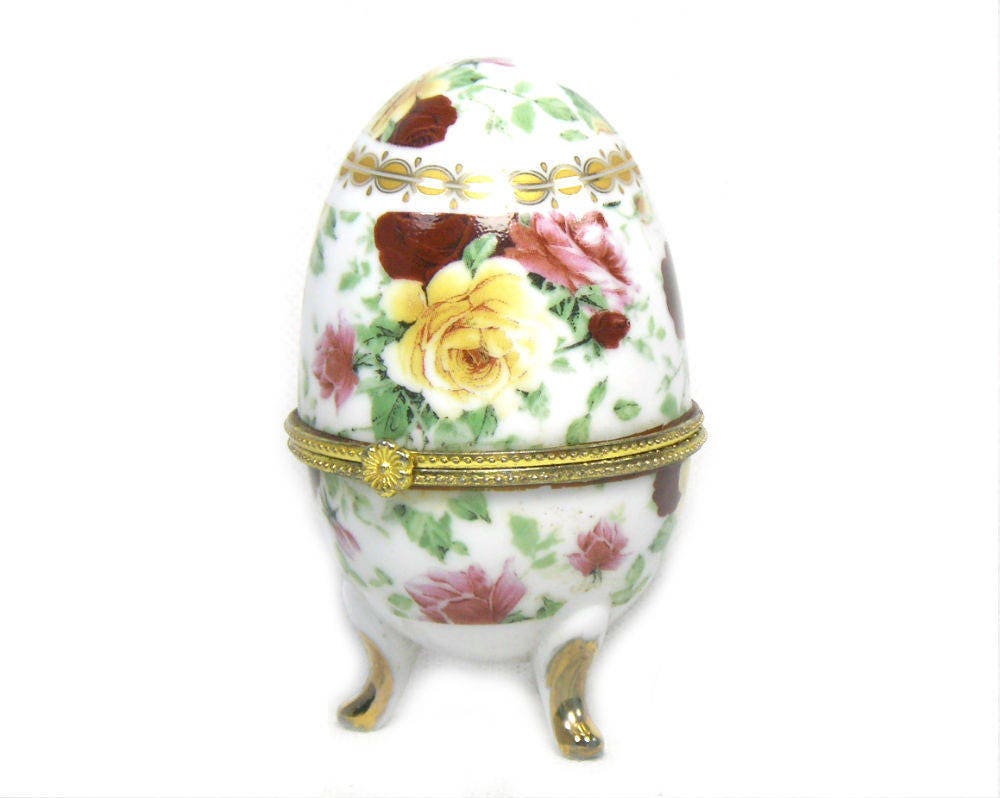 Vintage French Limoges Egg with Roses French Porcelain Egg Etsy