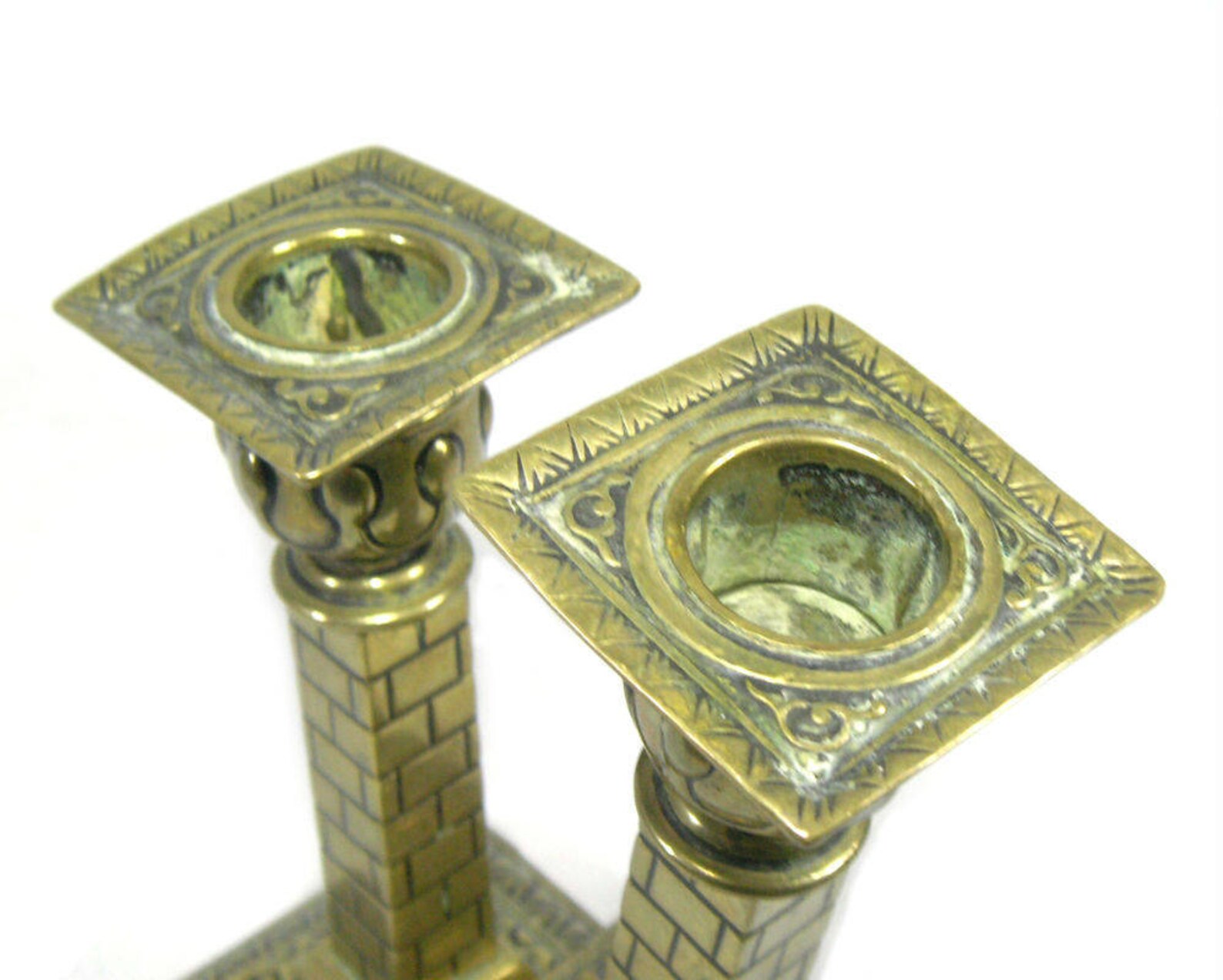 Antique Brass Candlesticks by William Tonks with Bricks Etsy