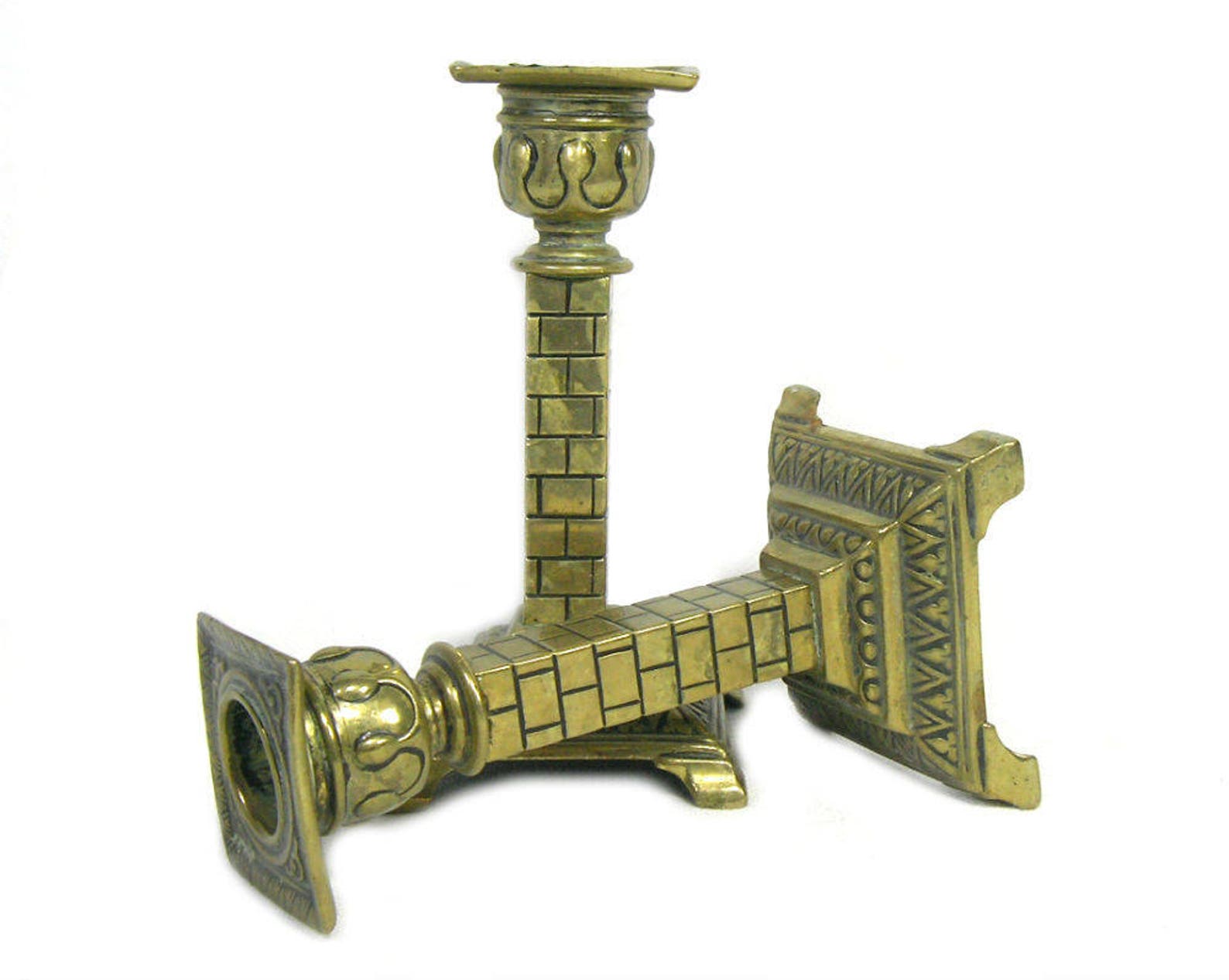 Antique Brass Candlesticks by William Tonks with Bricks Etsy