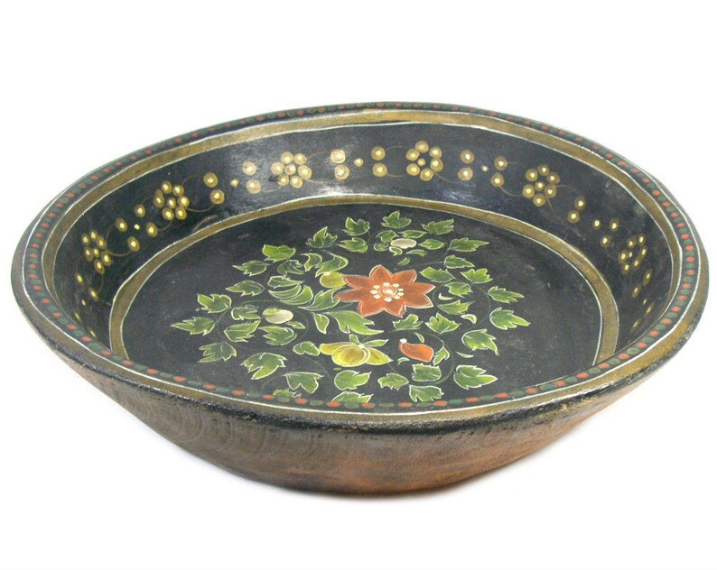 13 Large Antique Wooden Bowl Hand Painted Dough Bowl Etsy