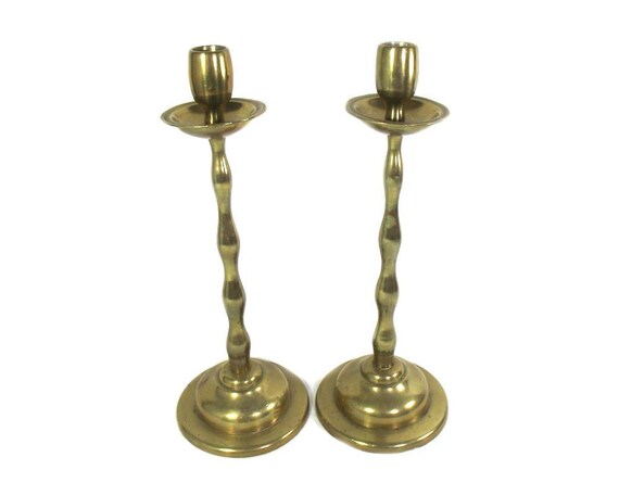 10 Tall Pair Of Vintage Brass Candlesticks Pair Of Etsy