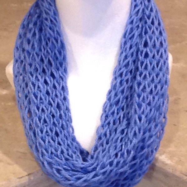 Easter Scarf Blue Scarf Spring Scarf Pastel Scarf Open Knit Scarf  Infinity Knitted Scarf