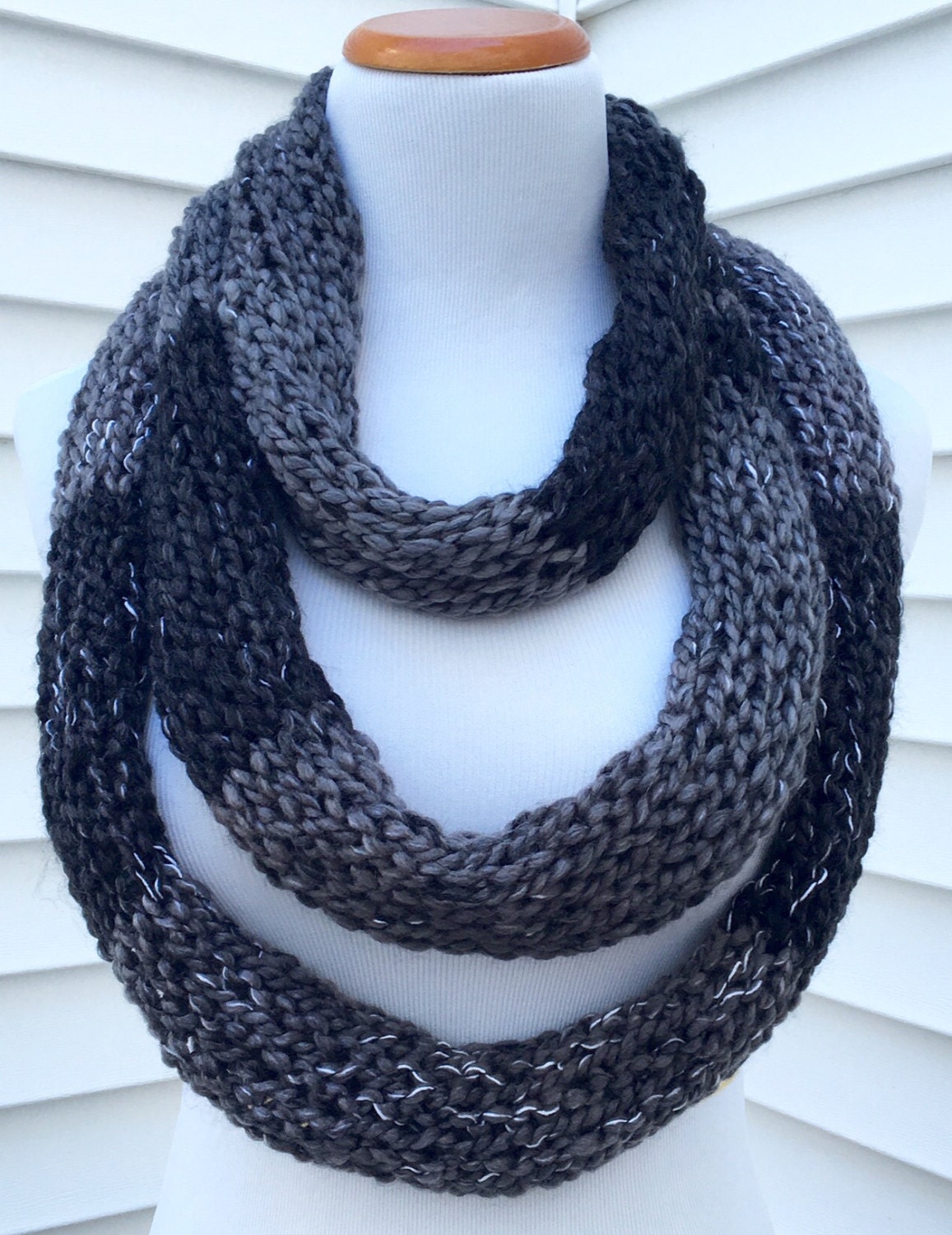 Black Scarf Gray Scarf Black and Gray Scarf Infinity Eternity Etsy