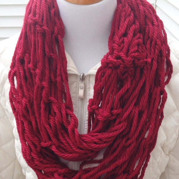 Valentine's Day Scarf Red Scarf Christmas Scarf Spring Scarf Holiday Scarf Chunky Arm Knit Infinity Winter Scarf