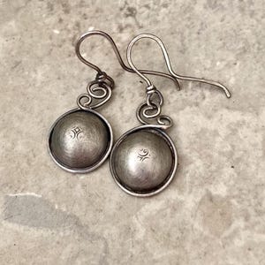 Sterling silver hollow form earrings, handmade rustic silver earrings