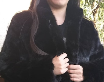 NEW Real Natural BLACK MINK Fur jacket!