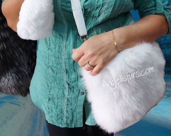 WHITE FOX Fur CROSSBODY Bag!Brand New Real Natural Genuine Fur!