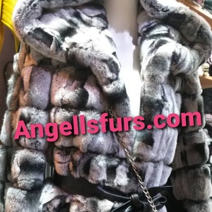 HOODED REX FUR Jacket!Brand New Real Natural Genuine Fur!
