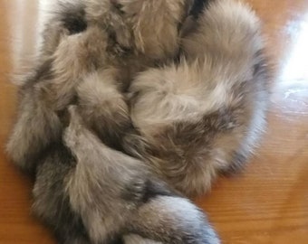 SILVER FOX SCARF-Collar!Unisex!Brand New Real Natural Genuine Fur!