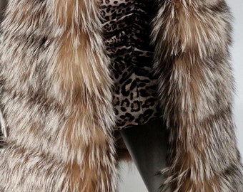 LONG CRYSTAL FOX Vest!Brand New Real Natural Genuine Fur!