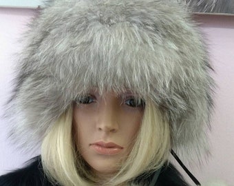 SILVER FROST FOX Fur Hat!Brand New Real Natural Genuine Fur!